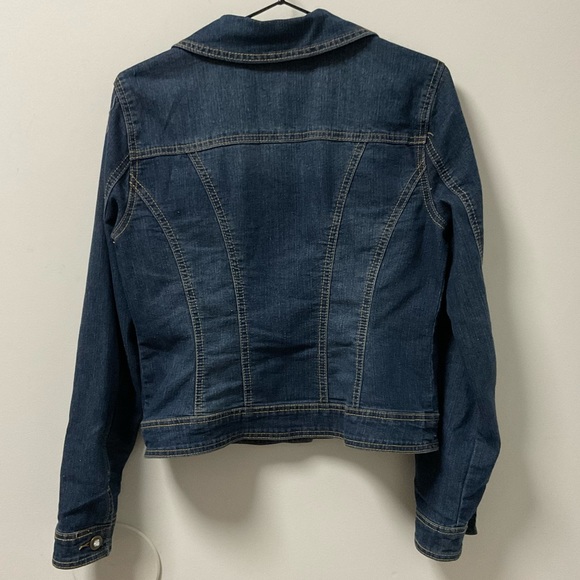 Blingy Baccini Rhinestone Slight Stretch Button Down Blue Jean Jacket! - Picture 3 of 10